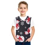 Christmas Texture, Retro Background With Snowmen Kids  Basketball Tank Top