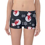 Christmas Texture, Retro Background With Snowmen Boyleg Bikini Bottoms