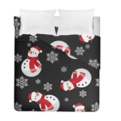 Christmas Texture, Retro Background With Snowmen Duvet Cover Double Side (Full/ Double Size) from ArtsNow.com