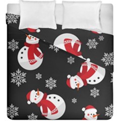 Christmas Texture, Retro Background With Snowmen Duvet Cover Double Side (King Size) from ArtsNow.com