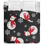 Christmas Texture, Retro Background With Snowmen Duvet Cover Double Side (California King Size)