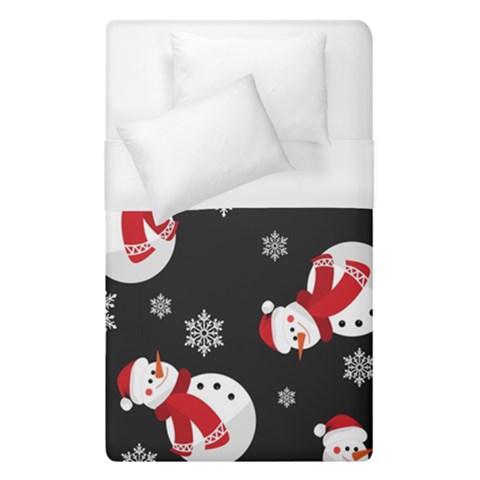 Christmas Texture, Retro Background With Snowmen Duvet Cover (Single Size) from ArtsNow.com