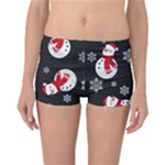 Christmas Texture, Retro Background With Snowmen Reversible Boyleg Bikini Bottoms