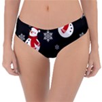 Christmas Texture, Retro Background With Snowmen Reversible Classic Bikini Bottoms