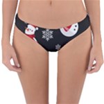 Christmas Texture, Retro Background With Snowmen Reversible Hipster Bikini Bottoms