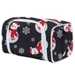 Christmas Texture, Retro Background With Snowmen Toiletries Pouch