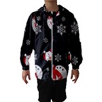 Christmas Texture, Retro Background With Snowmen Kids  Hooded Windbreaker