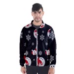 Christmas Texture, Retro Background With Snowmen Men s Windbreaker