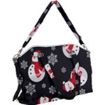 Christmas Texture, Retro Background With Snowmen Canvas Crossbody Bag