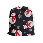 Christmas Texture, Retro Background With Snowmen Drawstring Pouch (XL)