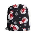 Christmas Texture, Retro Background With Snowmen Drawstring Pouch (2XL)