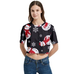 Women s Round Neck Short Sleeve Crop Top 