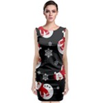 Christmas Texture, Retro Background With Snowmen Classic Sleeveless Midi Dress