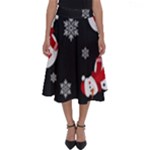 Christmas Texture, Retro Background With Snowmen Perfect Length Midi Skirt