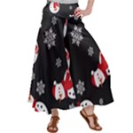 Christmas Texture, Retro Background With Snowmen Women s Satin Palazzo Pants