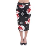 Christmas Texture, Retro Background With Snowmen Midi Pencil Skirt