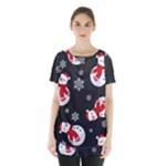 Christmas Texture, Retro Background With Snowmen Skirt Hem Sports Top