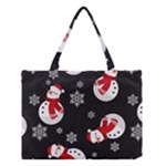 Christmas Texture, Retro Background With Snowmen Medium Tote Bag