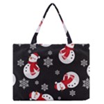 Christmas Texture, Retro Background With Snowmen Zipper Medium Tote Bag