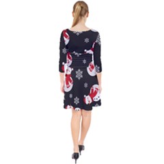 Quarter Sleeve Front Wrap Dress 