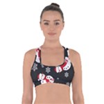 Christmas Texture, Retro Background With Snowmen Cross Back Sports Bra