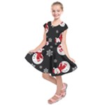 Christmas Texture, Retro Background With Snowmen Kids  Short Sleeve Dress