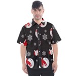 Christmas Texture, Retro Background With Snowmen Men s Short Sleeve Shirt