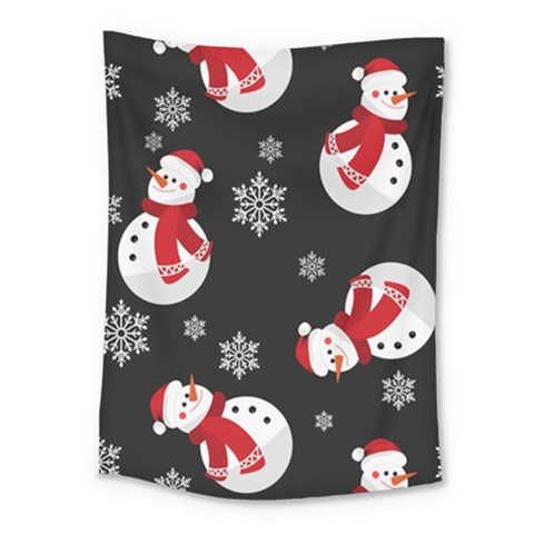 Christmas Texture, Retro Background With Snowmen Medium Tapestry from ArtsNow.com