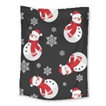 Christmas Texture, Retro Background With Snowmen Medium Tapestry