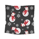 Christmas Texture, Retro Background With Snowmen Square Tapestry (Small)