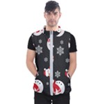 Christmas Texture, Retro Background With Snowmen Men s Puffer Vest