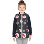 Christmas Texture, Retro Background With Snowmen Kids  Hooded Puffer Vest