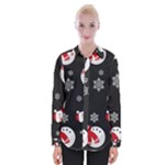 Christmas Texture, Retro Background With Snowmen Womens Long Sleeve Shirt