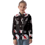 Christmas Texture, Retro Background With Snowmen Kids  Long Sleeve Shirt