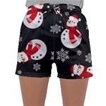 Christmas Texture, Retro Background With Snowmen Sleepwear Shorts