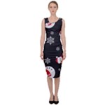 Christmas Texture, Retro Background With Snowmen Sleeveless Pencil Dress