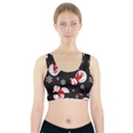 Christmas Texture, Retro Background With Snowmen Sports Bra With Pocket