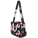 Christmas Texture, Retro Background With Snowmen Rope Handles Shoulder Strap Bag