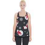 Christmas Texture, Retro Background With Snowmen Piece Up Tank Top