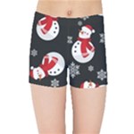 Christmas Texture, Retro Background With Snowmen Kids  Sports Shorts