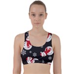 Christmas Texture, Retro Background With Snowmen Back Weave Sports Bra