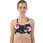 Christmas Texture, Retro Background With Snowmen Back Web Sports Bra