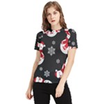 Christmas Texture, Retro Background With Snowmen Women s Short Sleeve Rash Guard