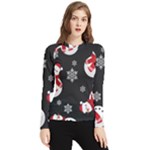 Christmas Texture, Retro Background With Snowmen Women s Long Sleeve Rash Guard