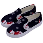 Christmas Texture, Retro Background With Snowmen Kids  Canvas Slip Ons