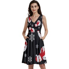 Sleeveless V-Neck Skater Dress with Pockets 