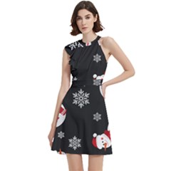 Cocktail Party Halter Sleeveless Dress With Pockets 