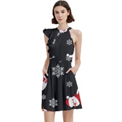 Cocktail Party Halter Sleeveless Dress With Pockets 