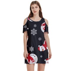 Women s Cold Shoulder Round Neck Mini Dress 