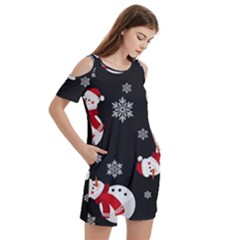 Women s Cold Shoulder Round Neck Mini Dress 